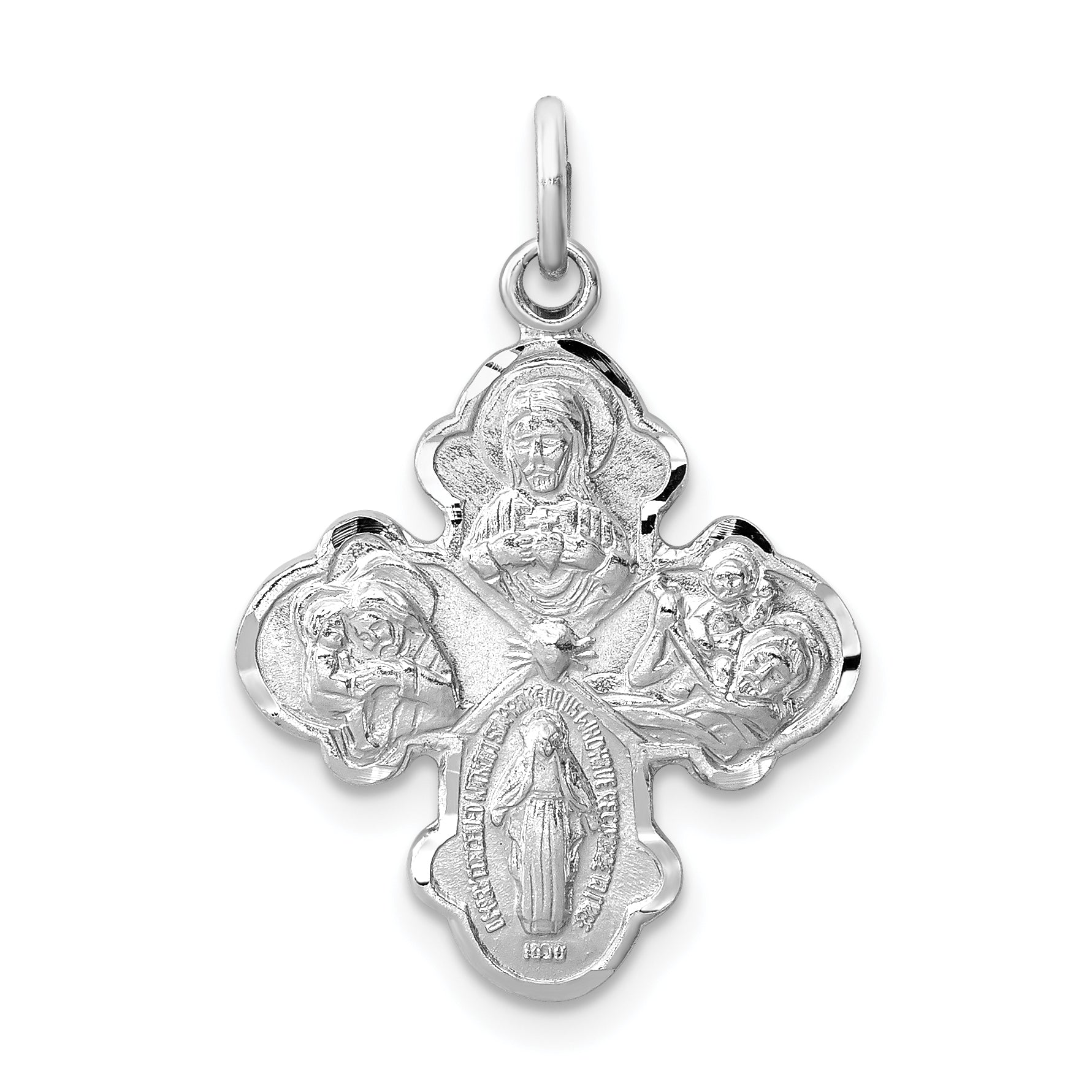 Sterling Silver Rhodium-plated Satin 4-way Medal Main image
