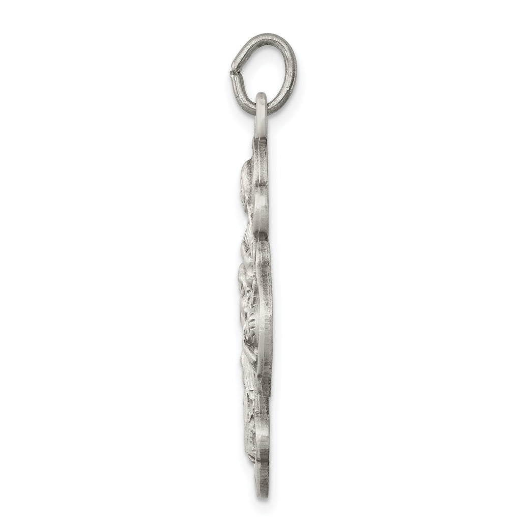 Sterling Silver 925 Antiqued 4-Way Medal Solid Vintage-Inspired Charm