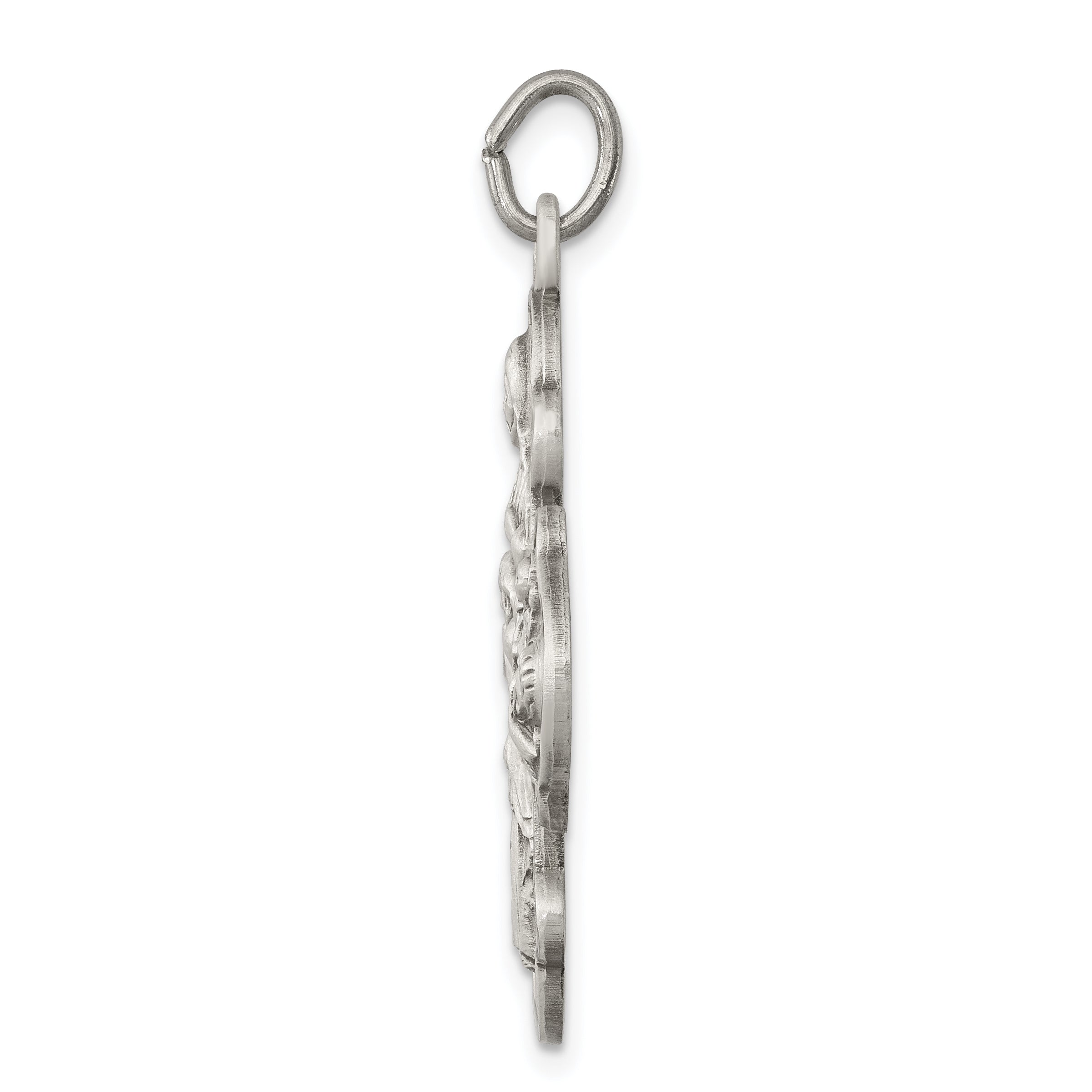Sterling Silver 925 Antiqued 4-Way Medal Solid Vintage-Inspired Charm