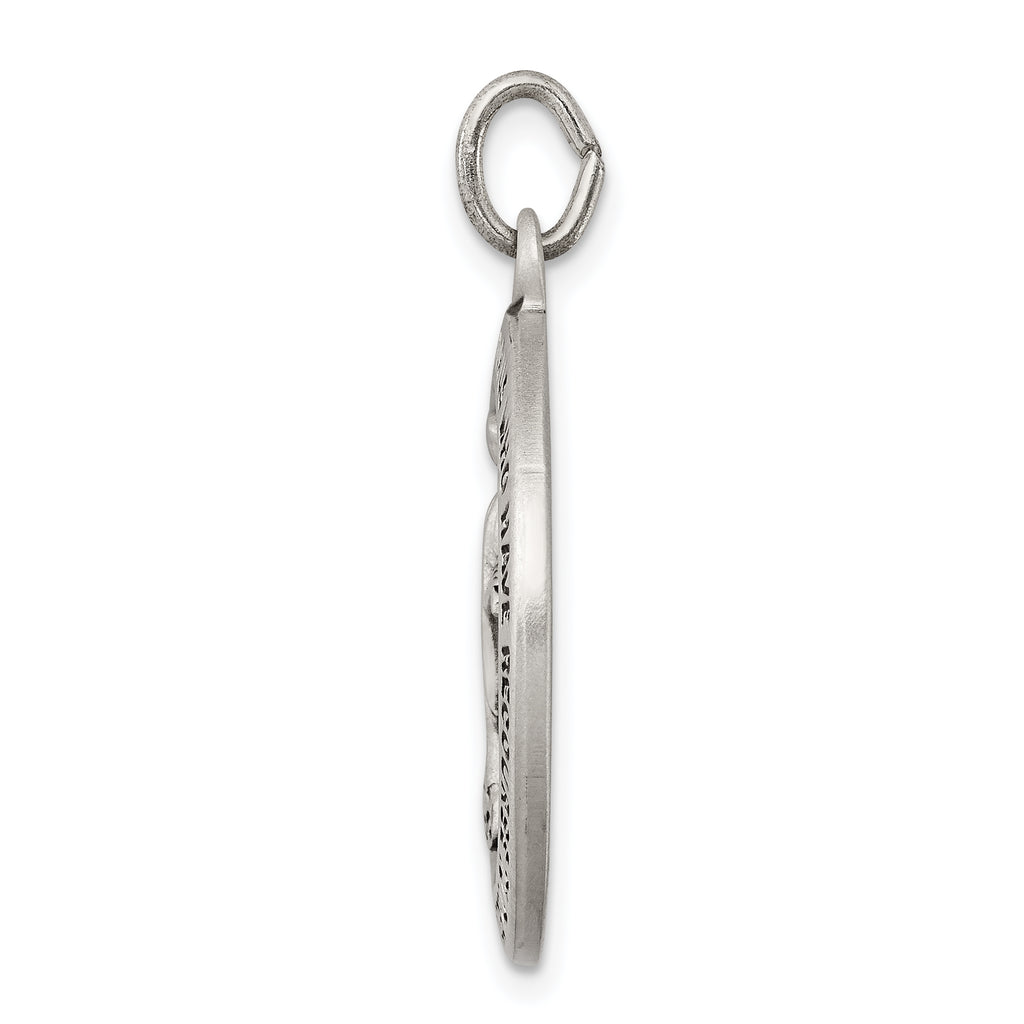 Sterling Silver 925 Miraculous Medal Pendant with Antiqued Finish Solid & Vintage Inspired
