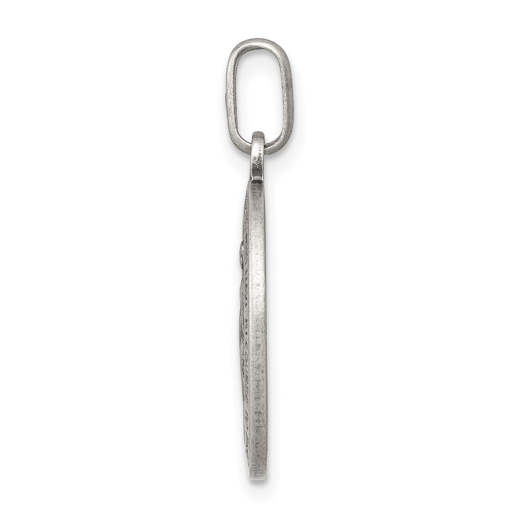 Sterling Silver Miraculous Medal Pendant Antiqued Finish