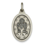 Sterling Silver 925 Miraculous Medal Pendant with Antiqued Finish Elegant Vintage Style