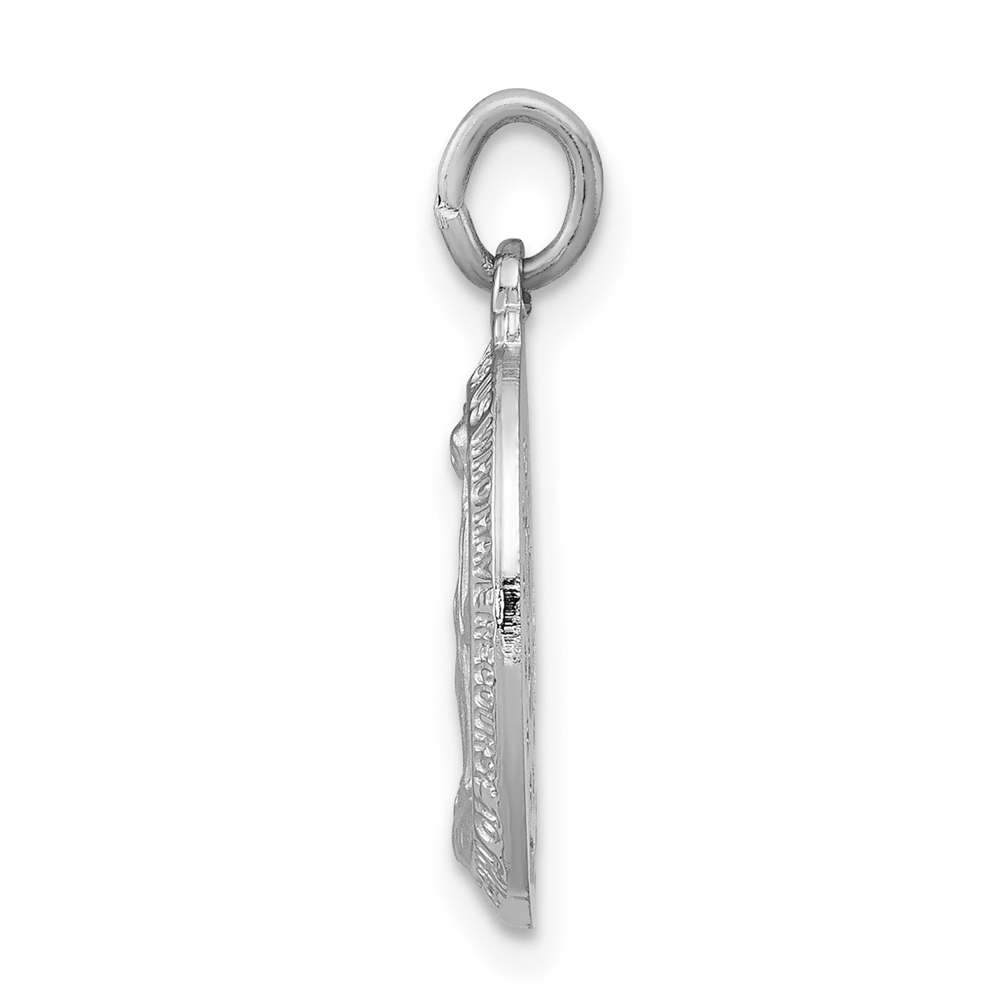 Sterling Silver Rhodium-Plated Miraculous Medal Pendant with Polished Finish Secondary image