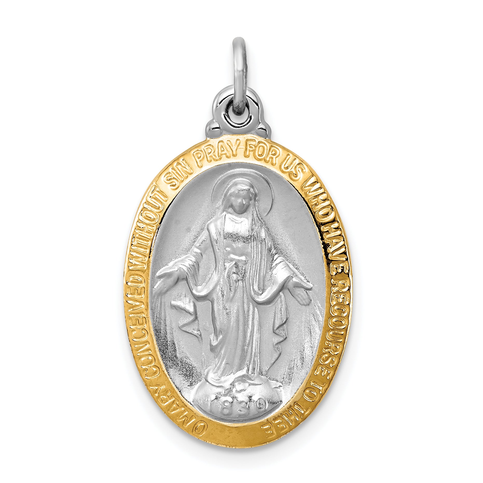 Sterling Silver Rhodium-plated Miraculous Medal Main image