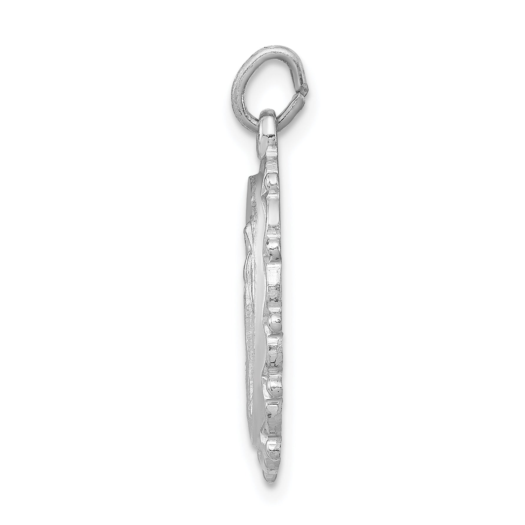 Sterling Silver 925 Rhodium-Plated Miraculous Medal Pendant with Antiqued Finish Secondary image