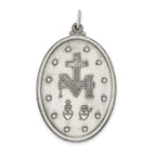Sterling Silver 925 Antiqued Miraculous Medal Pendant Solid Vintage Design