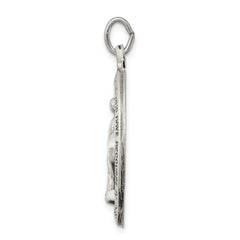 Sterling Silver 925 Miraculous Medal Pendant with Antiqued Finish Vintage-Inspired Style