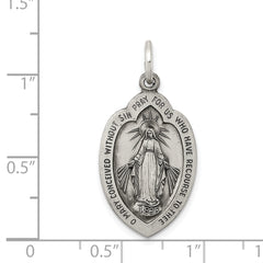 Sterling Silver 925 Antiqued Miraculous Medal Pendant Vintage-Inspired Charm