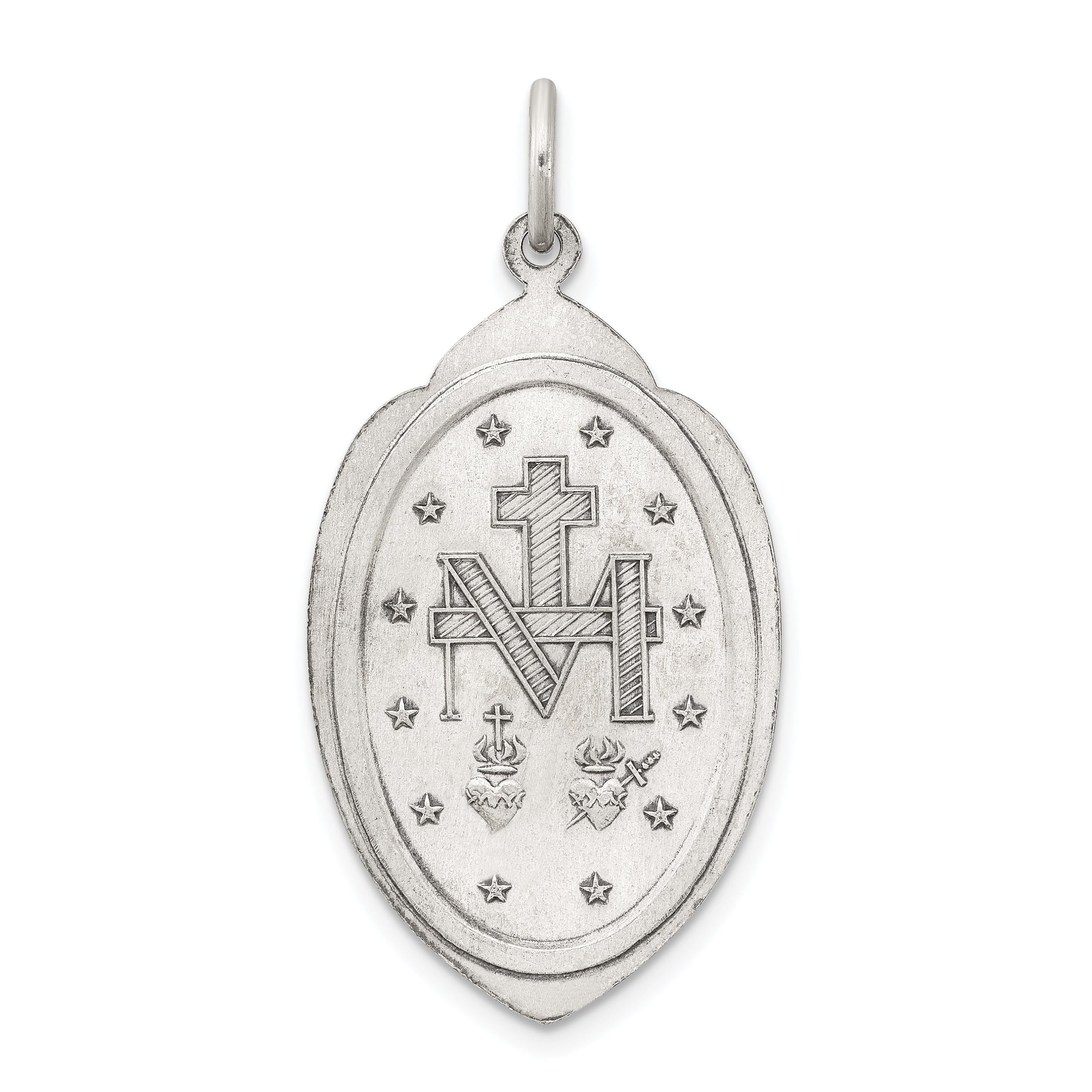 Sterling Silver 925 Antiqued Miraculous Medal Pendant Solid Die Struck Design
