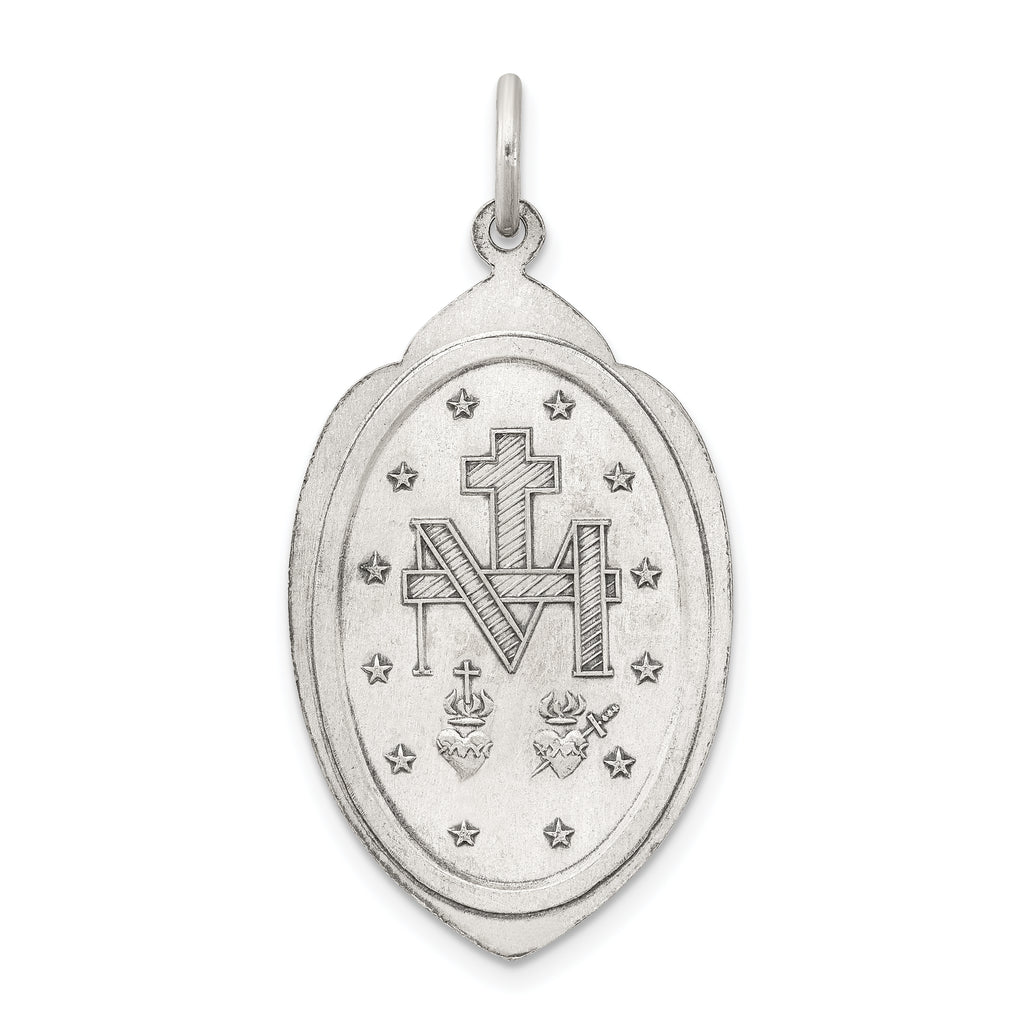 Sterling Silver 925 Antiqued Miraculous Medal Pendant Solid Die Struck Design