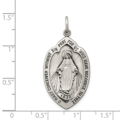 Sterling Silver 925 Antiqued Miraculous Medal Pendant Solid Die Struck Design