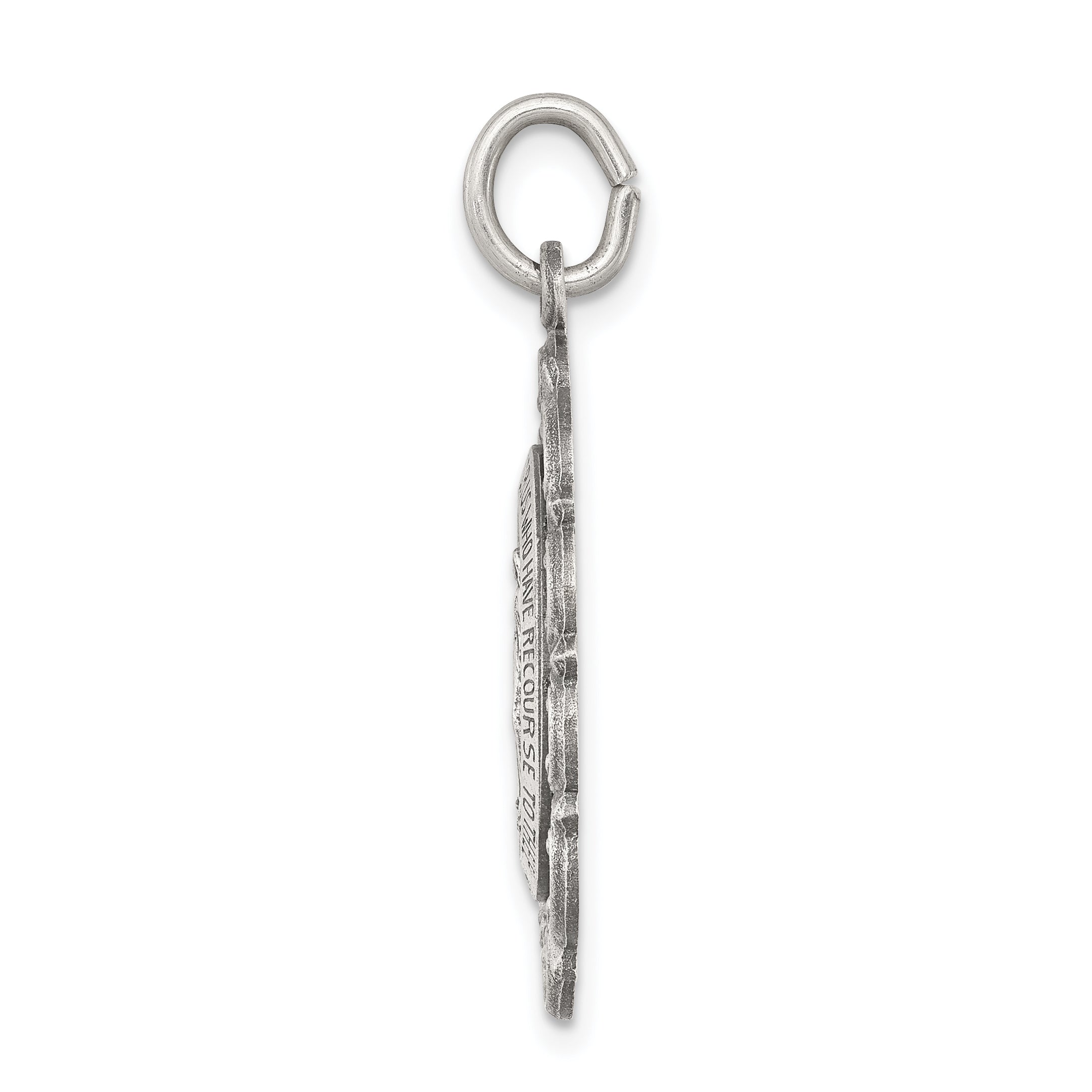 Sterling Silver 925 Antiqued Miraculous Medal Pendant Vintage Inspired Solid Design