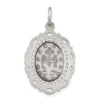 Sterling Silver 925 Antiqued Miraculous Medal Pendant Vintage Inspired Solid Design