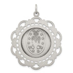 Sterling Silver 925 Antiqued Miraculous Medal Pendant Vintage-Inspired 45mm
