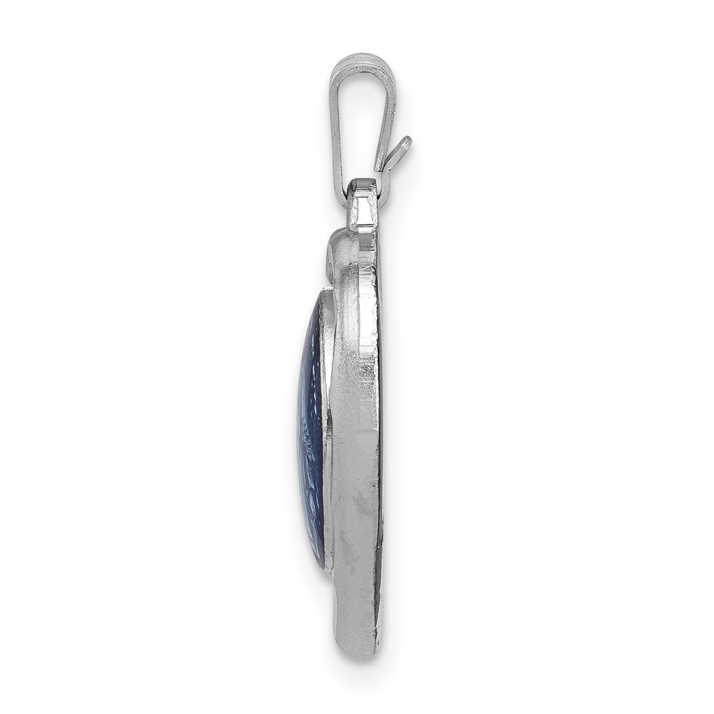 Sterling Silver Rhodium-Plated Miraculous Heart Pendant with Polished Finish