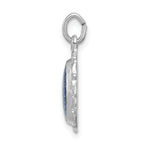 Sterling Silver Rhodium-Plated Miraculous Medal with Blue Accents Polished Finish
