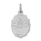 Sterling Silver Rhodium-Plated Miraculous Medal with Blue Accents Polished Finish