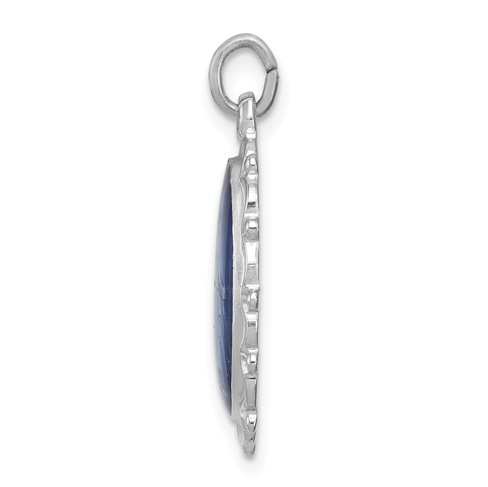 Sterling Silver 925 Miraculous Medal Pendant with Rhodium-Plated Polished Finish Secondary image