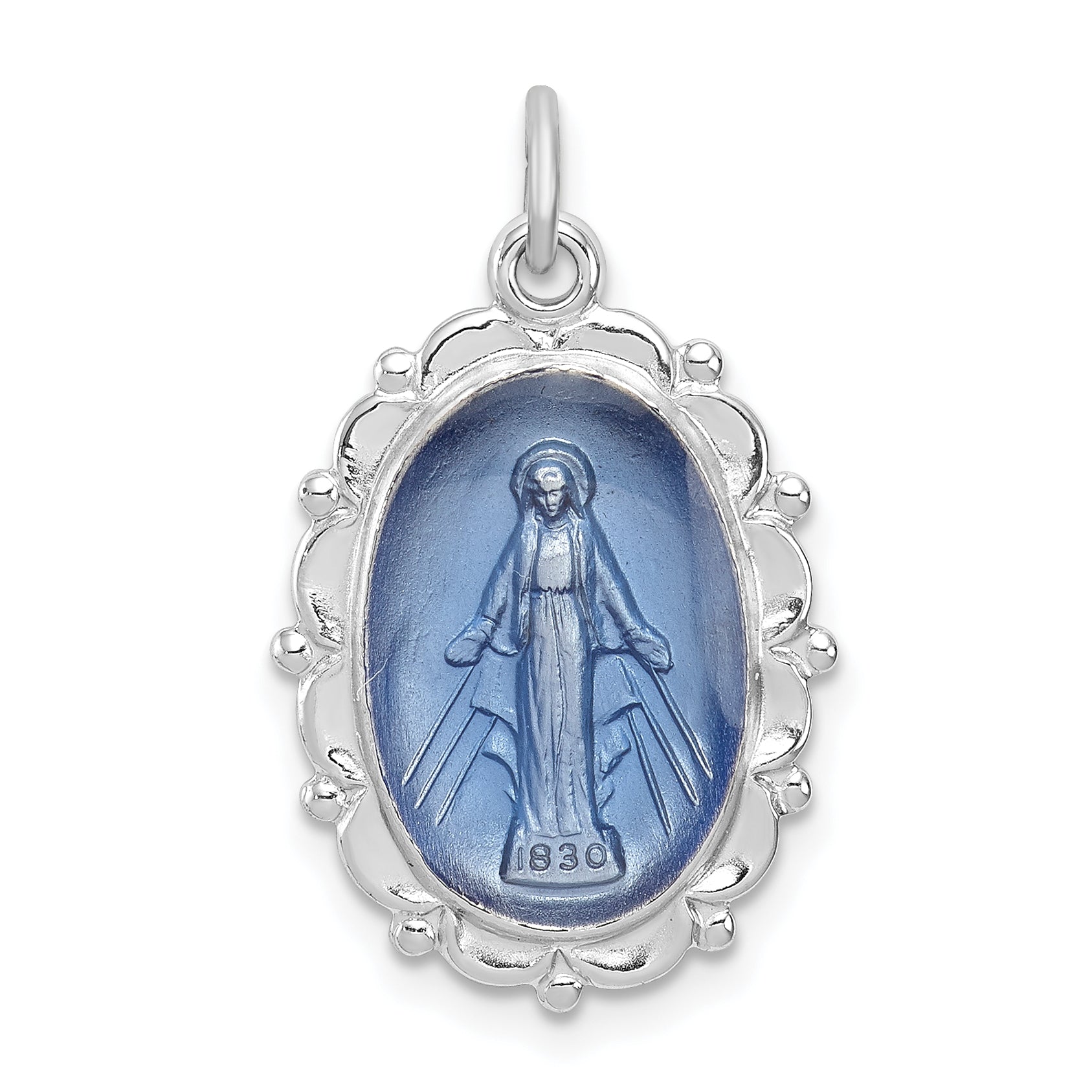 Sterling Silver Rhodium-plated Miraculous Medal