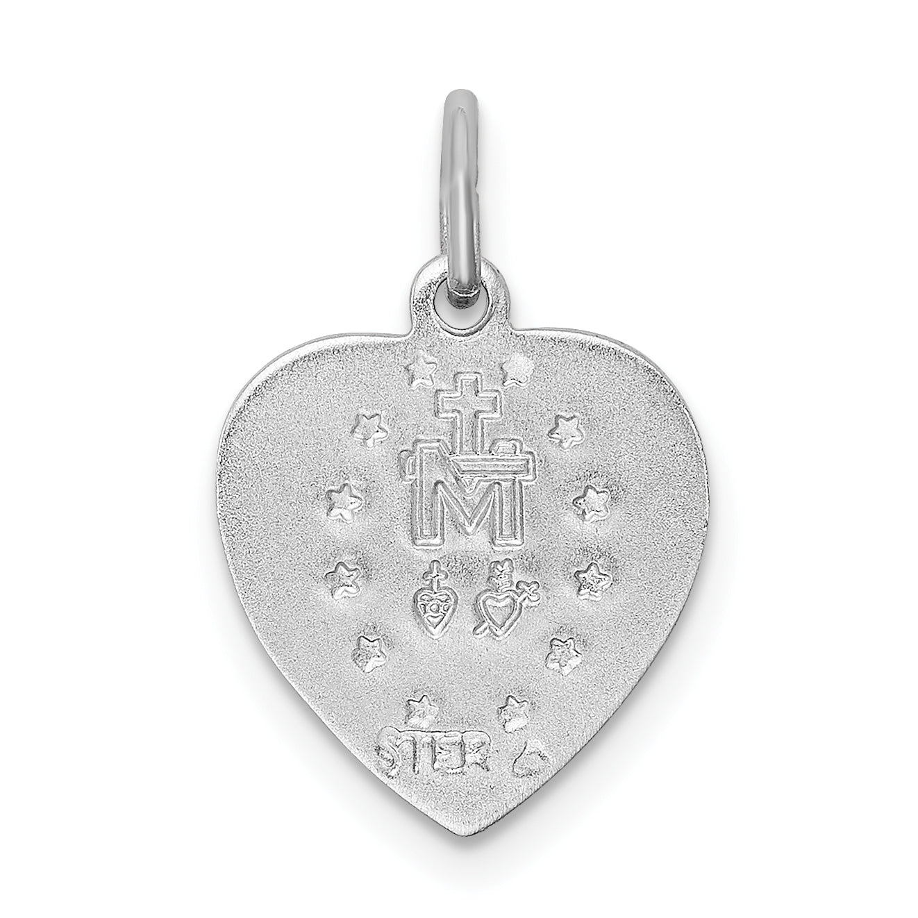 Sterling Silver Rhodium-plated Miraculous Heart Medal