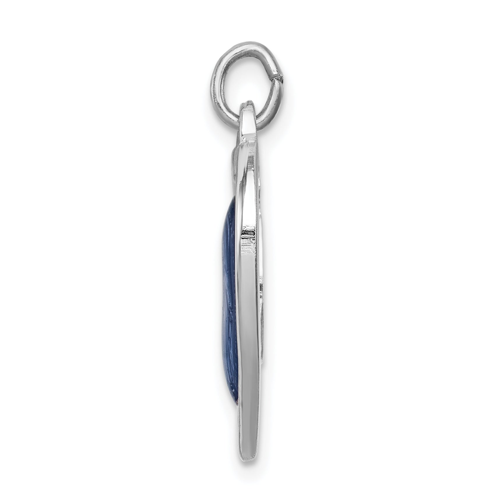 Sterling Silver 925 Miraculous Heart Pendant with Rhodium-Plated Finish and Blue Accents