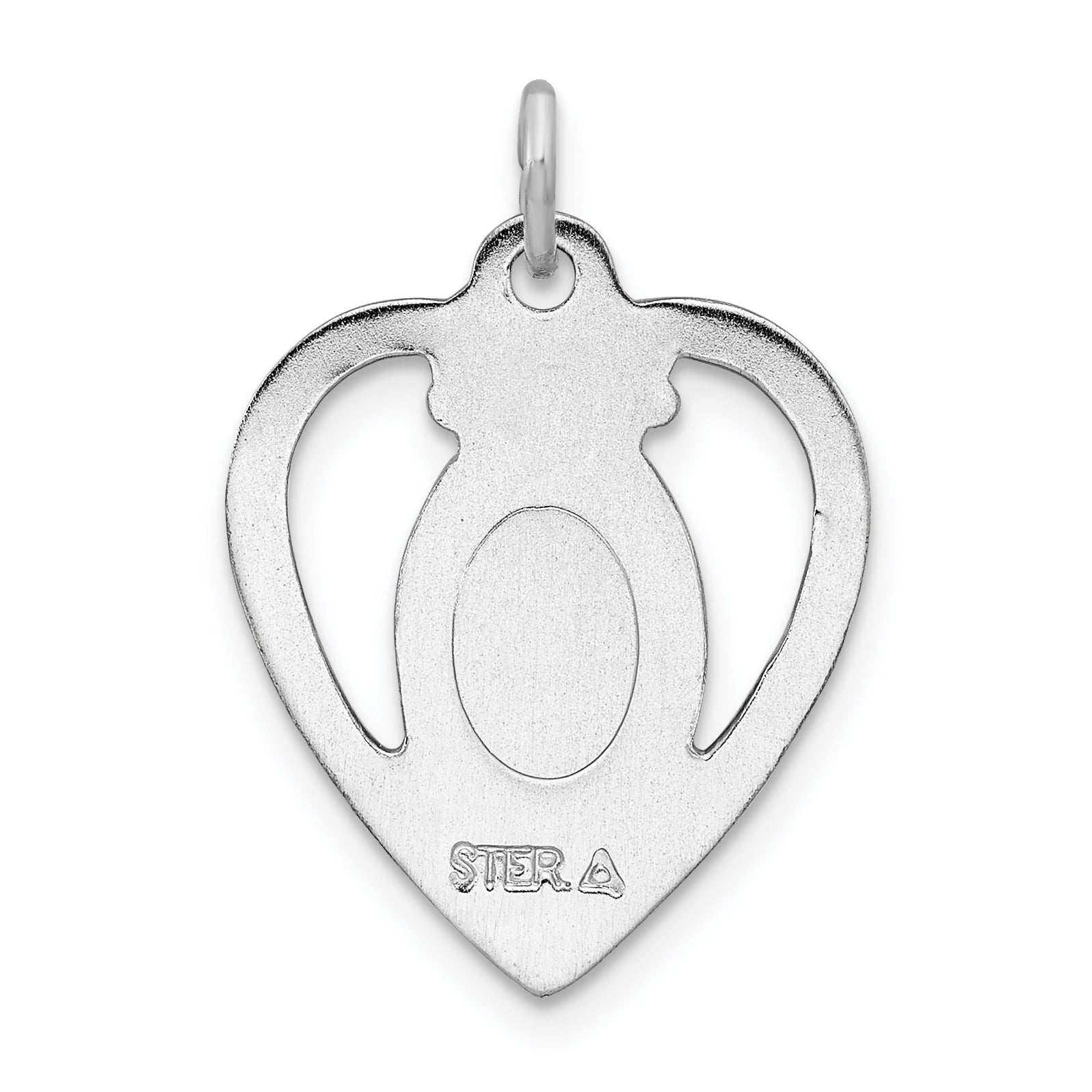 Sterling Silver 925 Miraculous Heart Pendant with Rhodium-Plated Finish and Blue Accents