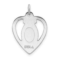 Sterling Silver Rhodium-plated Miraculous Heart Medal