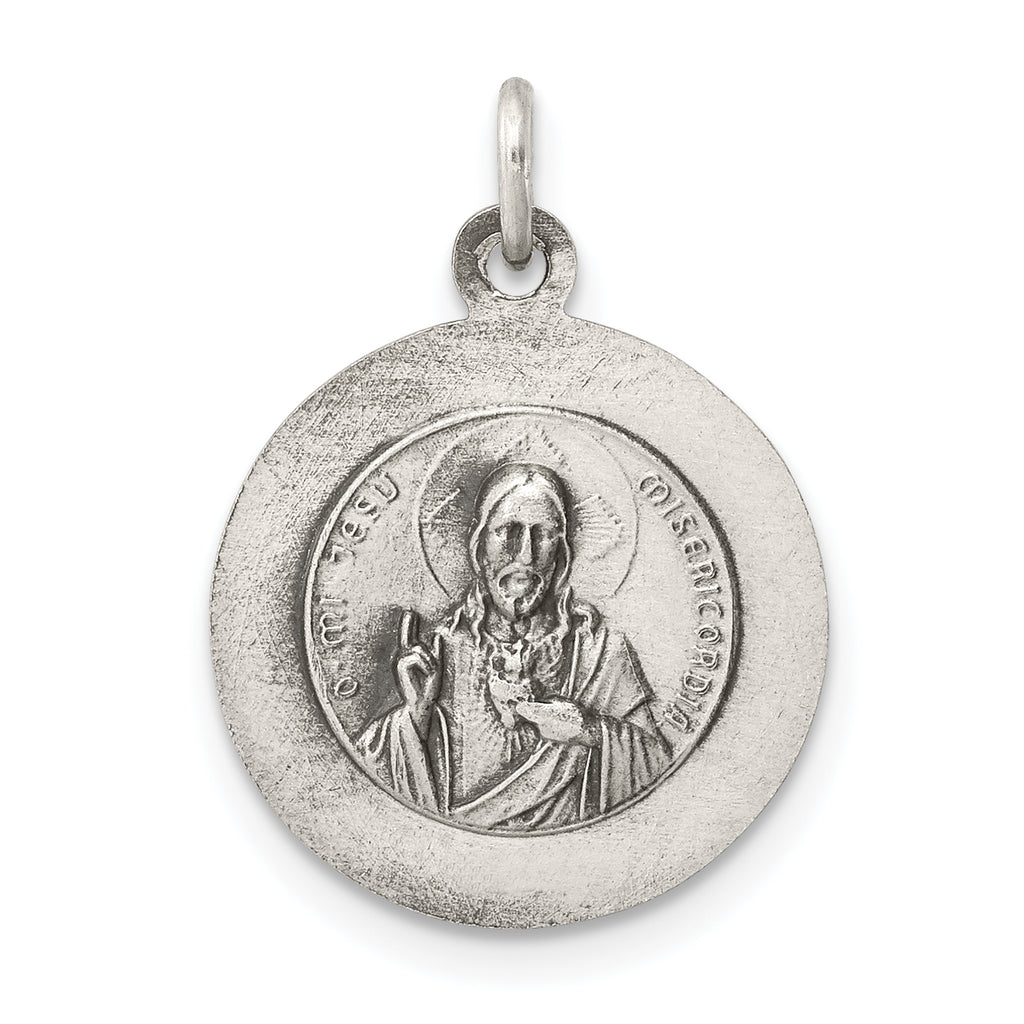 Sterling Silver 925 Queen of the Holy Scapular Antiqued Medal  Vintage Inspired Charm