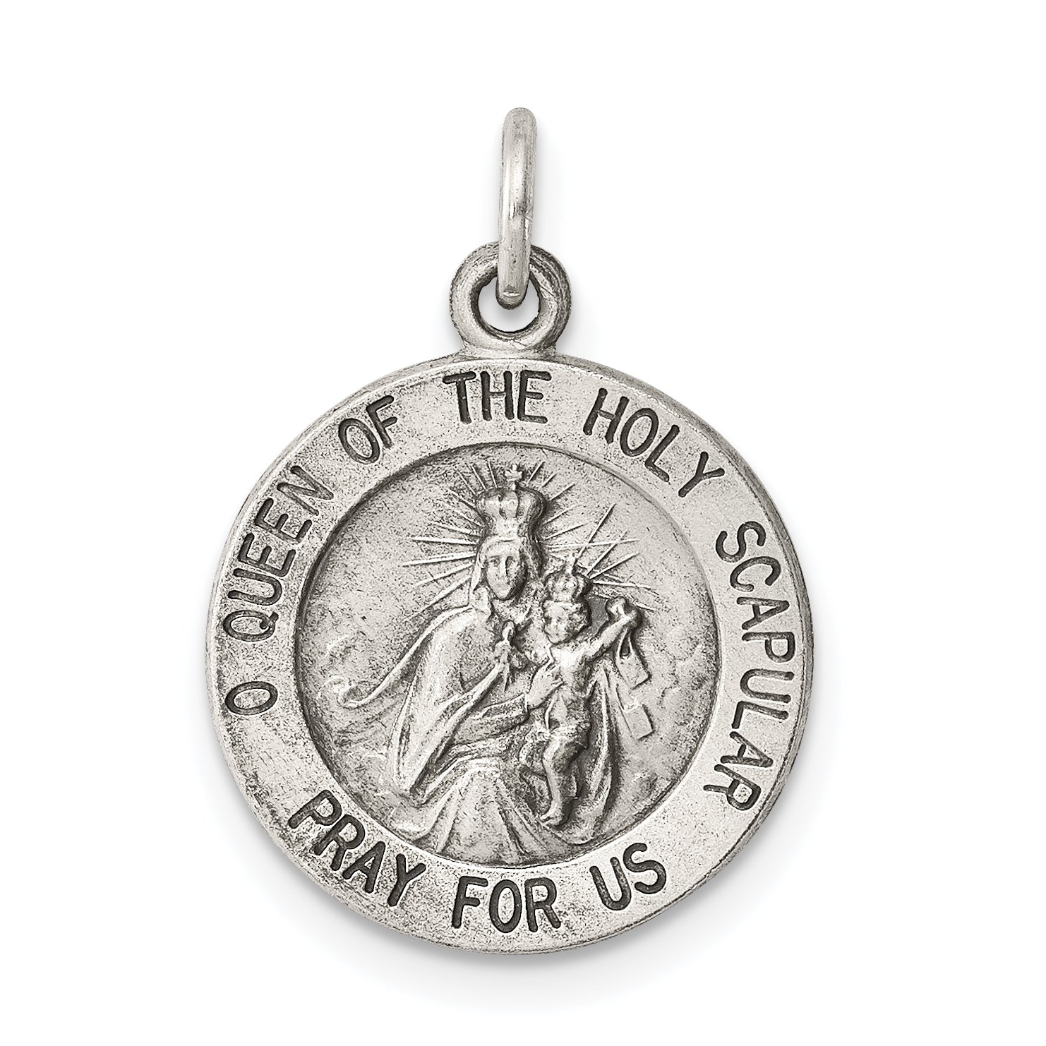 Sterling Silver Antiqued Queen of the Holy Scapular Medal Main image