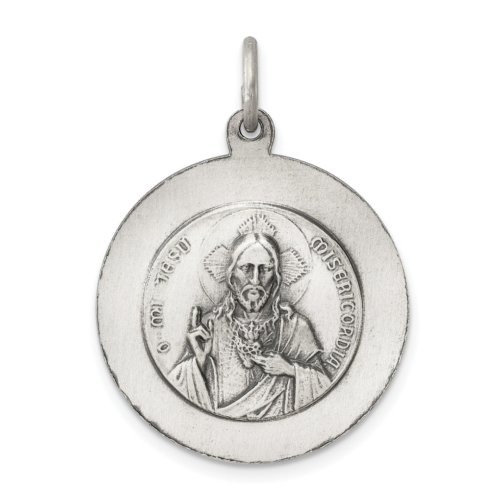 Sterling Silver 925 Antiqued Queen of the Holy Scapular Medal Solid Vintage-Inspired Pendant