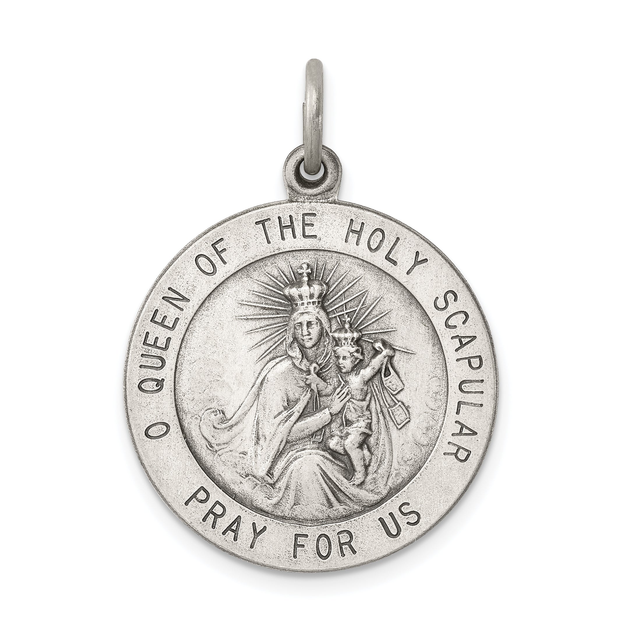 Sterling Silver Antiqued Queen of the Holy Scapular Medal Main image