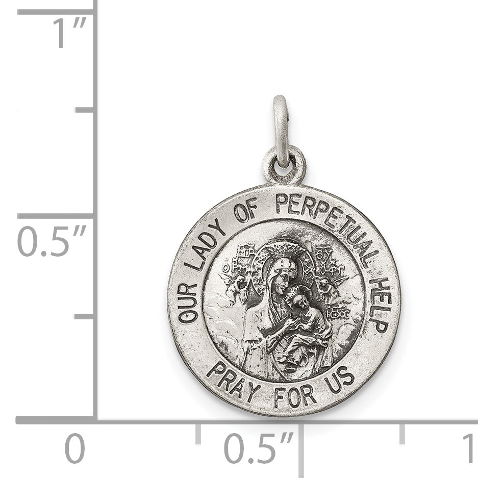 Sterling Silver 925 Our Lady of Perpetual Help Antiqued Medal Vintage Charm