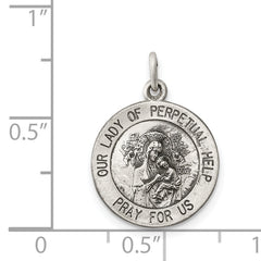Sterling Silver 925 Our Lady of Perpetual Help Antiqued Medal Vintage Charm
