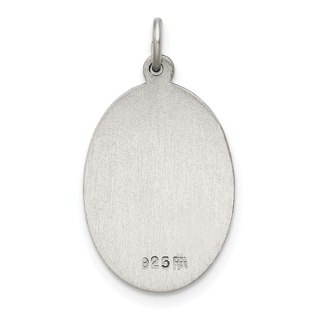 Sterling Silver Antiqued Our Lady of Perpetual Help Oval Medal 925 Solid Classic Design