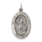 Sterling Silver Antiqued Our Lady of Perpetual Help Oval Medal