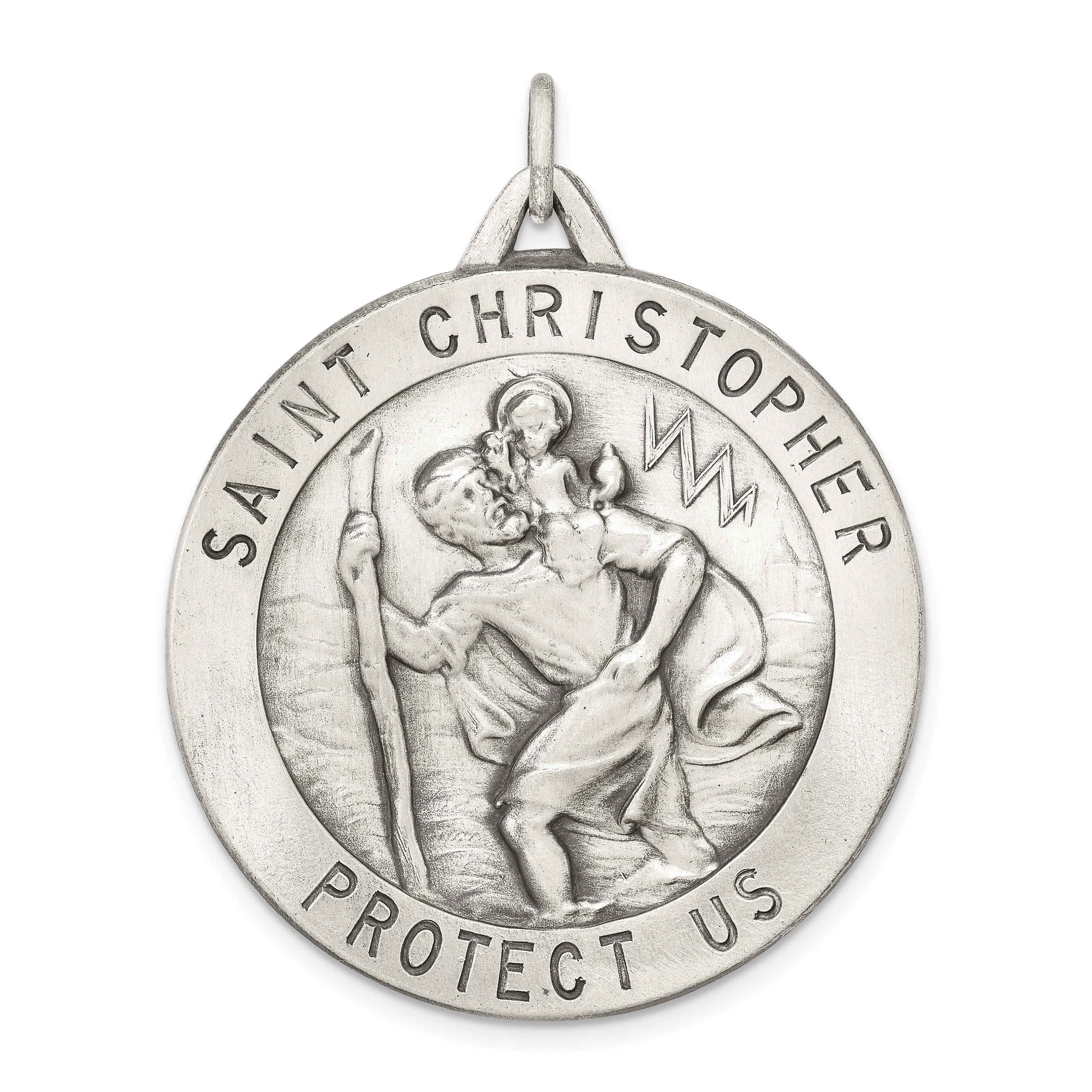 Sterling Silver Antiqued St. Christopher Medal