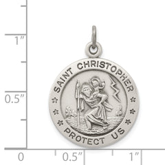 Sterling Silver Antiqued St. Christopher Pendant Solid Vintage-Inspired 925 Charm