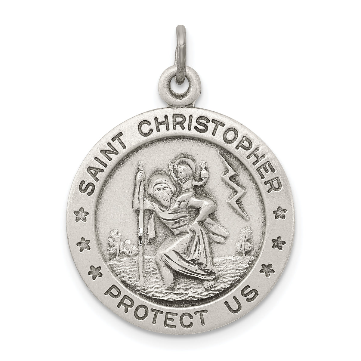 Sterling Silver Antiqued St. Christopher Medal