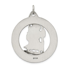 Sterling Silver 925 St. Christopher Medal with Antiqued Finish 41mm Solid Pendant