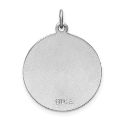 Sterling Silver Rhodium-Plated St. Christopher Medal with Polished Enamel Detailing