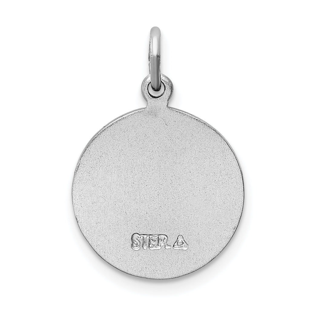 Sterling Silver Rhodium-Plated St. Christopher Medal with Blue Epoxy Detailing