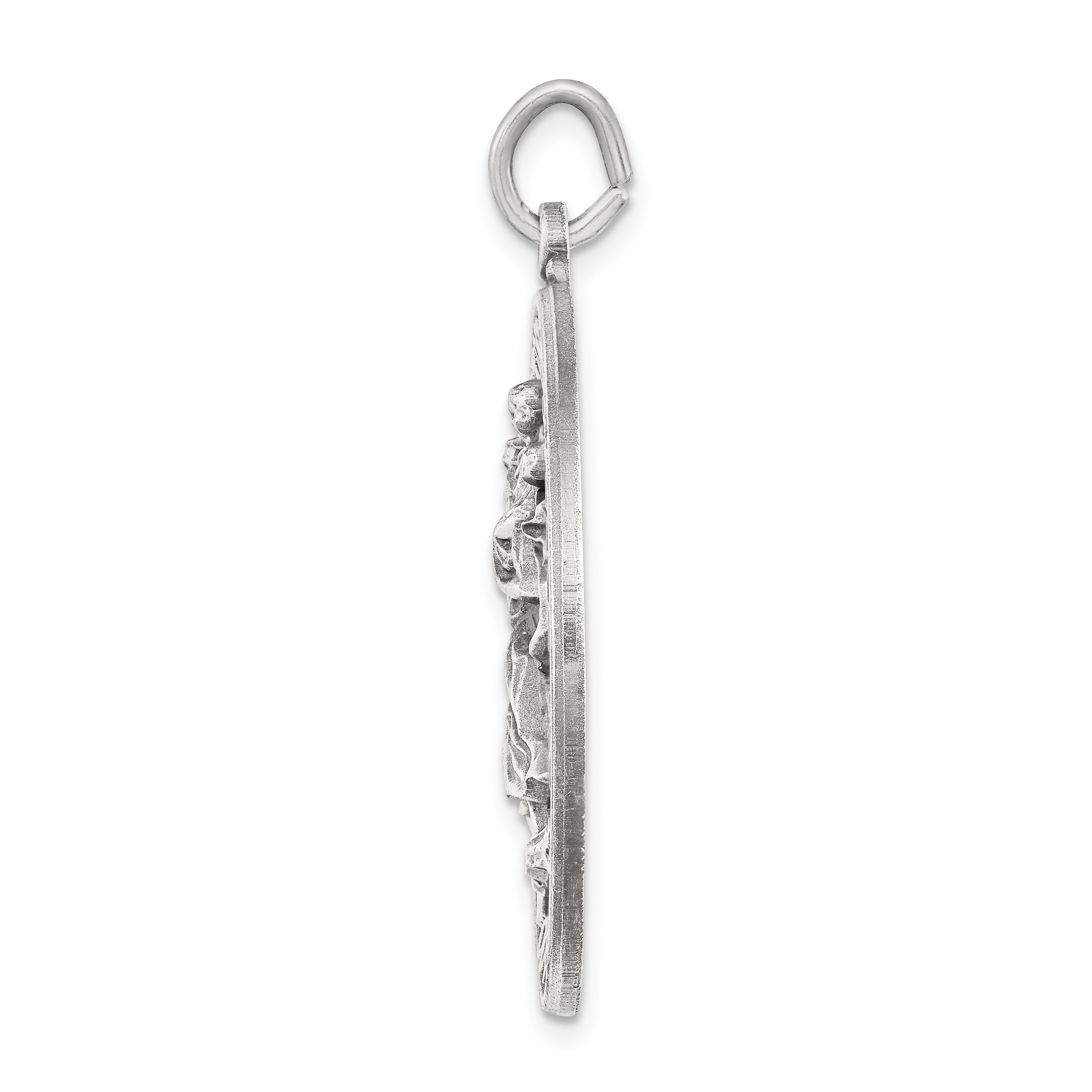 Sterling Silver Antiqued St. Christopher Pendant Solid Die-Struck Vintage Charm