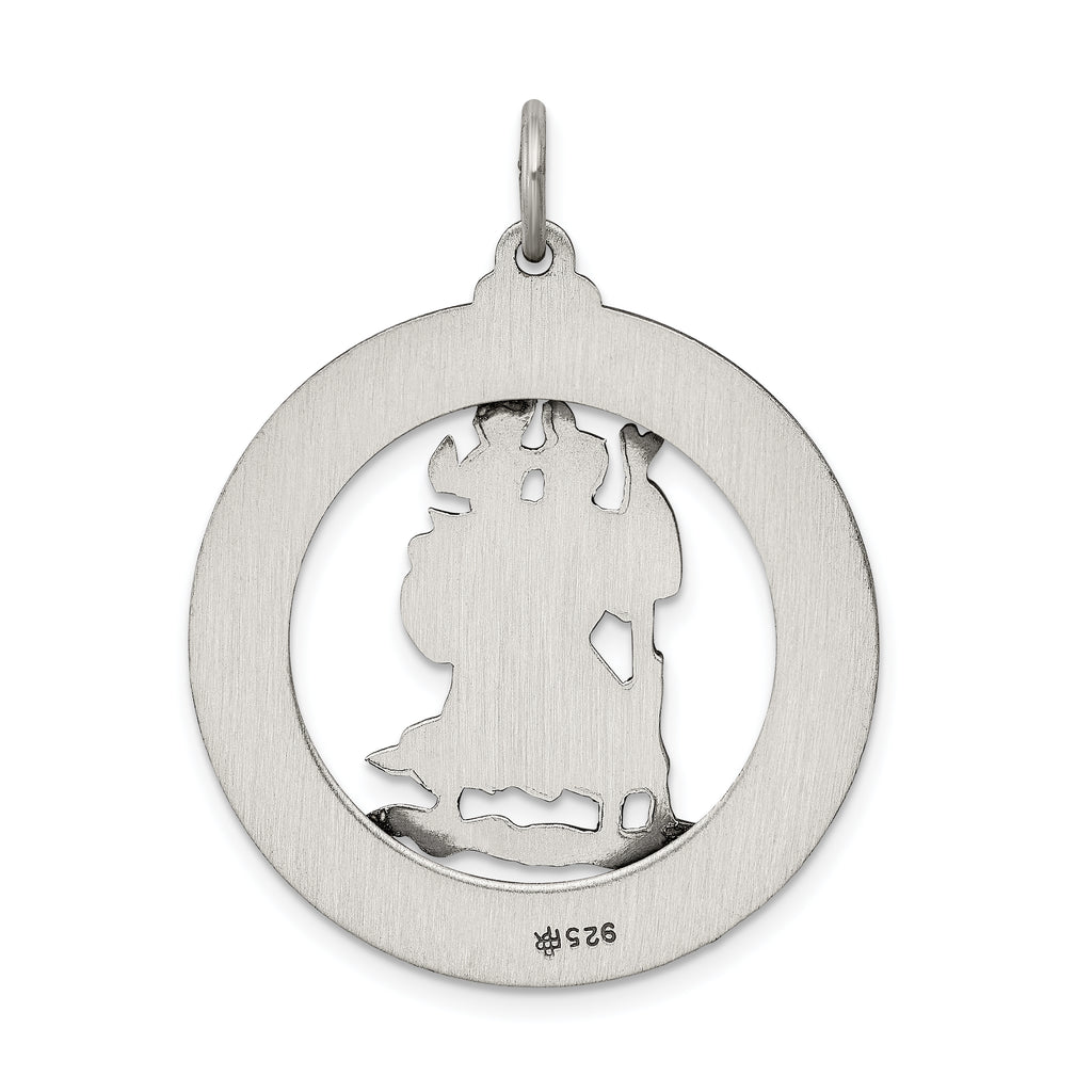 Sterling Silver Antiqued St. Christopher Pendant Solid Die-Struck Vintage Charm