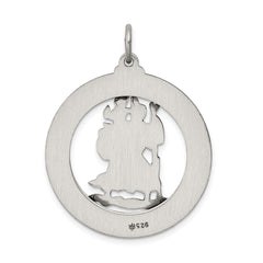 Sterling Silver Antiqued St. Christopher Pendant Solid Die-Struck Vintage Charm
