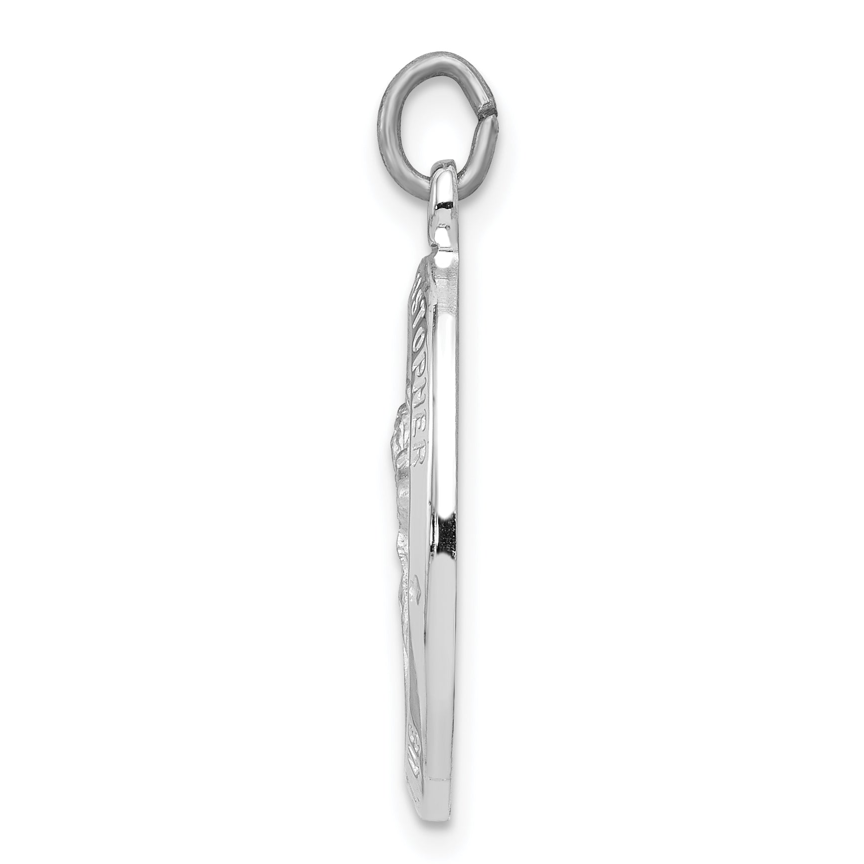 Sterling Silver 925 Rhodium-Plated St. Christopher Medal Polished Finish 26mm Secondary image