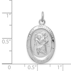 Sterling Silver 925 Rhodium-Plated St. Christopher Medal Polished Finish 26mm