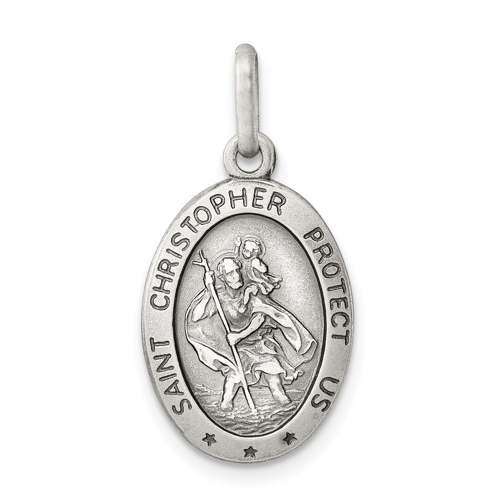 Sterling Silver Antiqued St. Christopher Medal Main image
