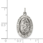 Sterling Silver 925 St. Christopher Medal Pendant with Antiqued Finish Engravable