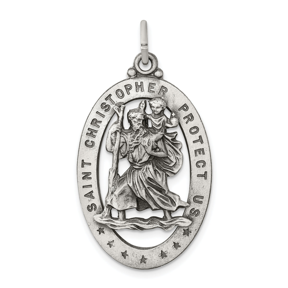 Sterling Silver Antiqued St. Christopher Medal