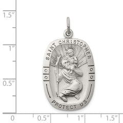 925 Sterling Silver Antiqued St. Christopher Medal Solid Die-Struck Pendant